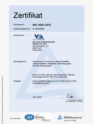 zertifikat via laser & systemtechnik